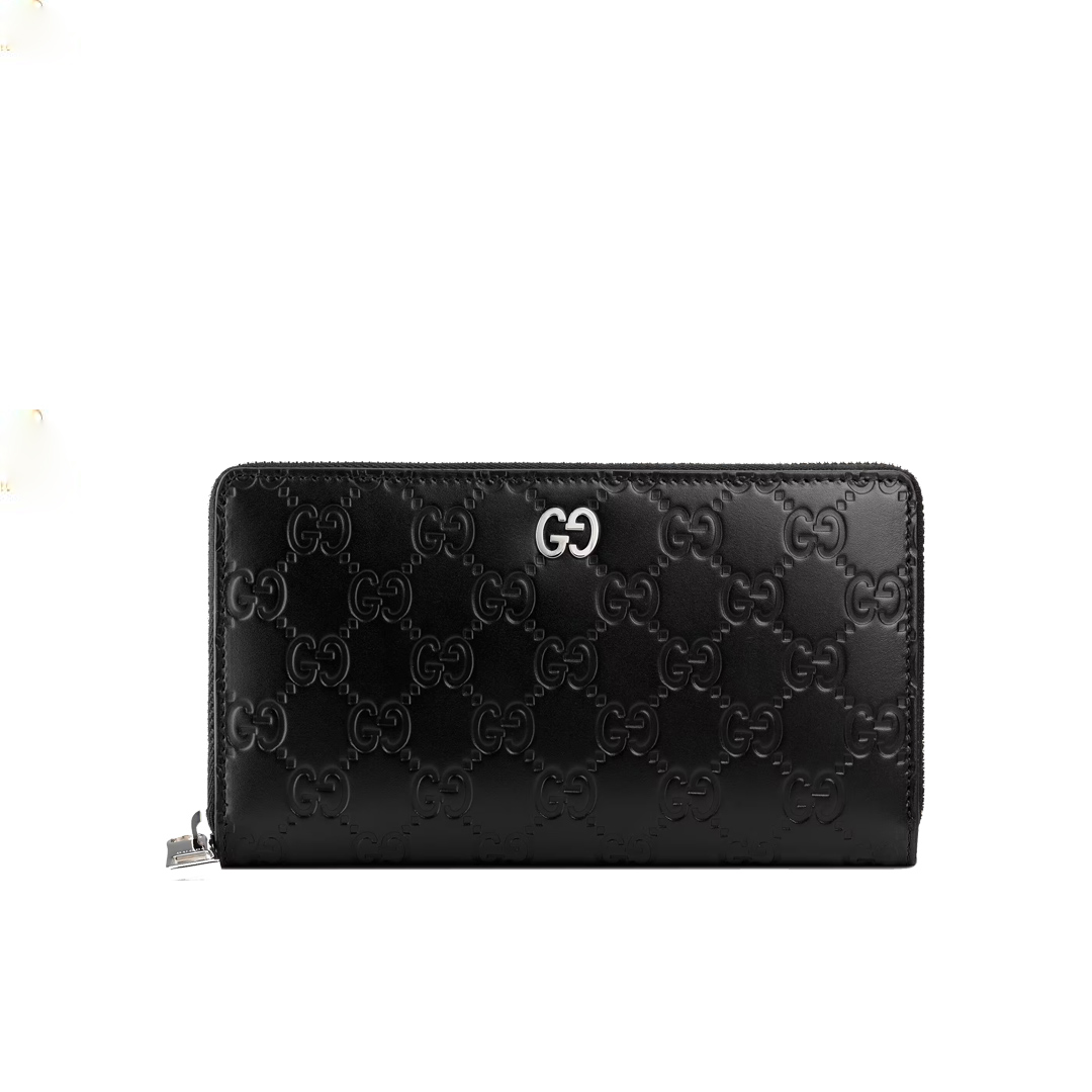 Gucci – Signature Web Black Zip Around Wallet – Queen Station