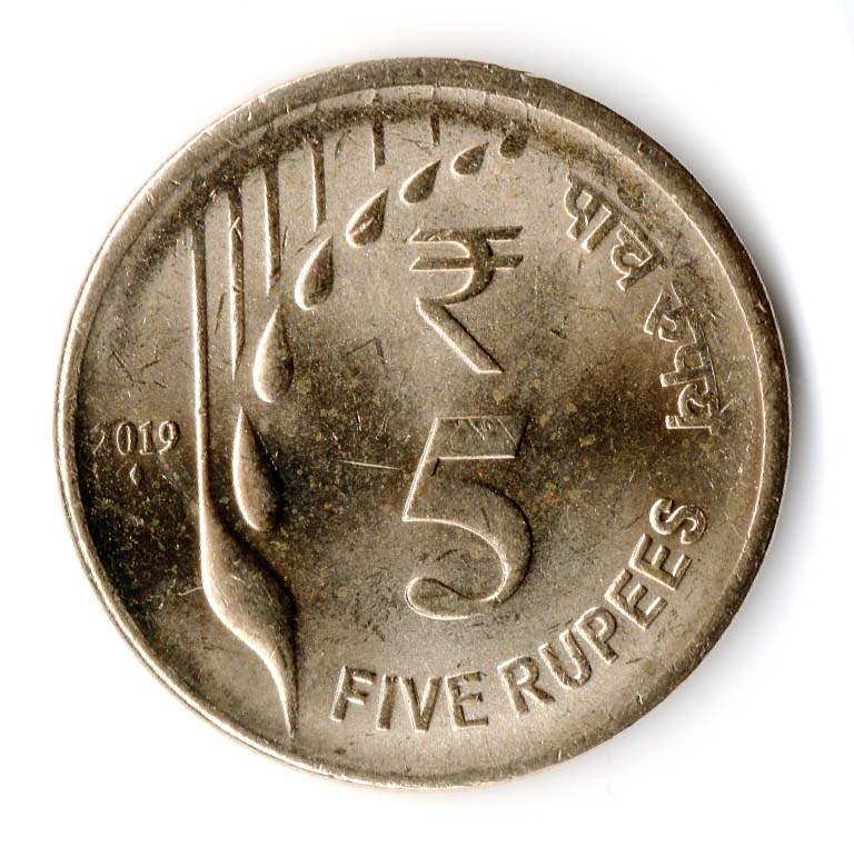 Image of New Indian Gold Color Five Rupees Coin And Old 5 Rupees-ZPPicxy