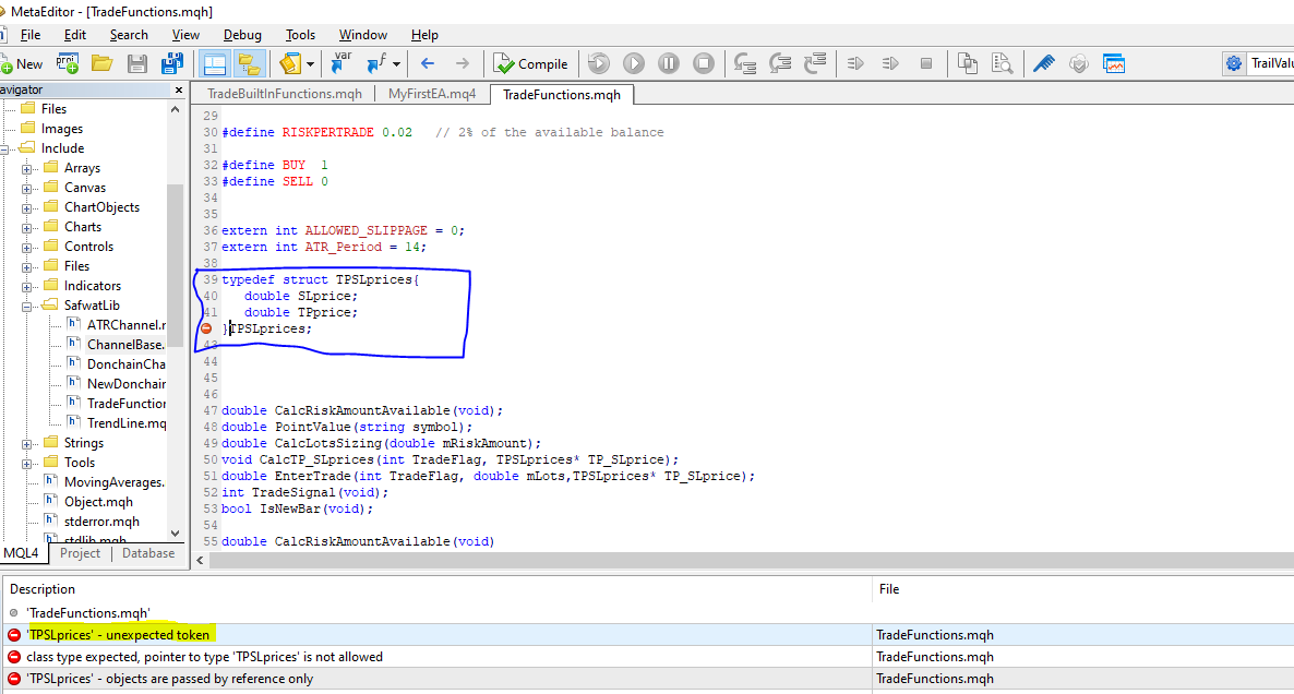 Syntax error near unexpected token '('