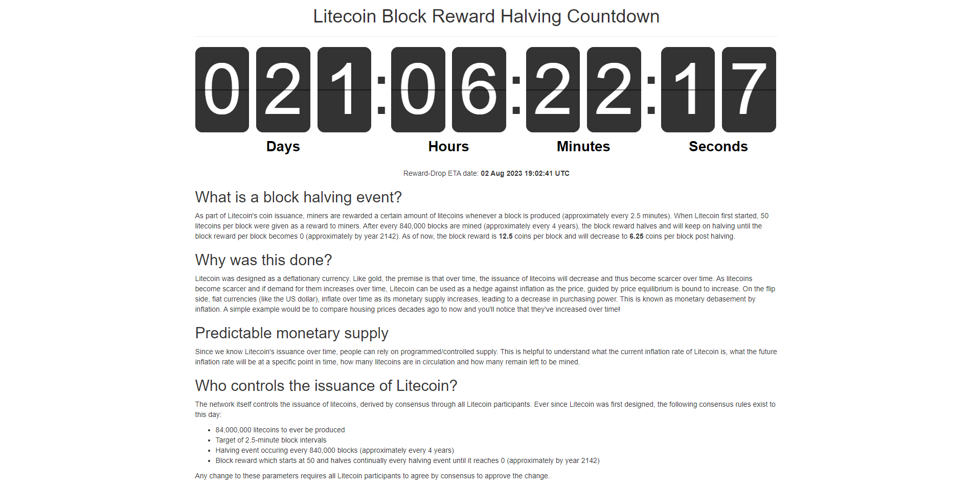 Litecoin Halving Dates: When Is the Next LTC Halving? | CoinCodex