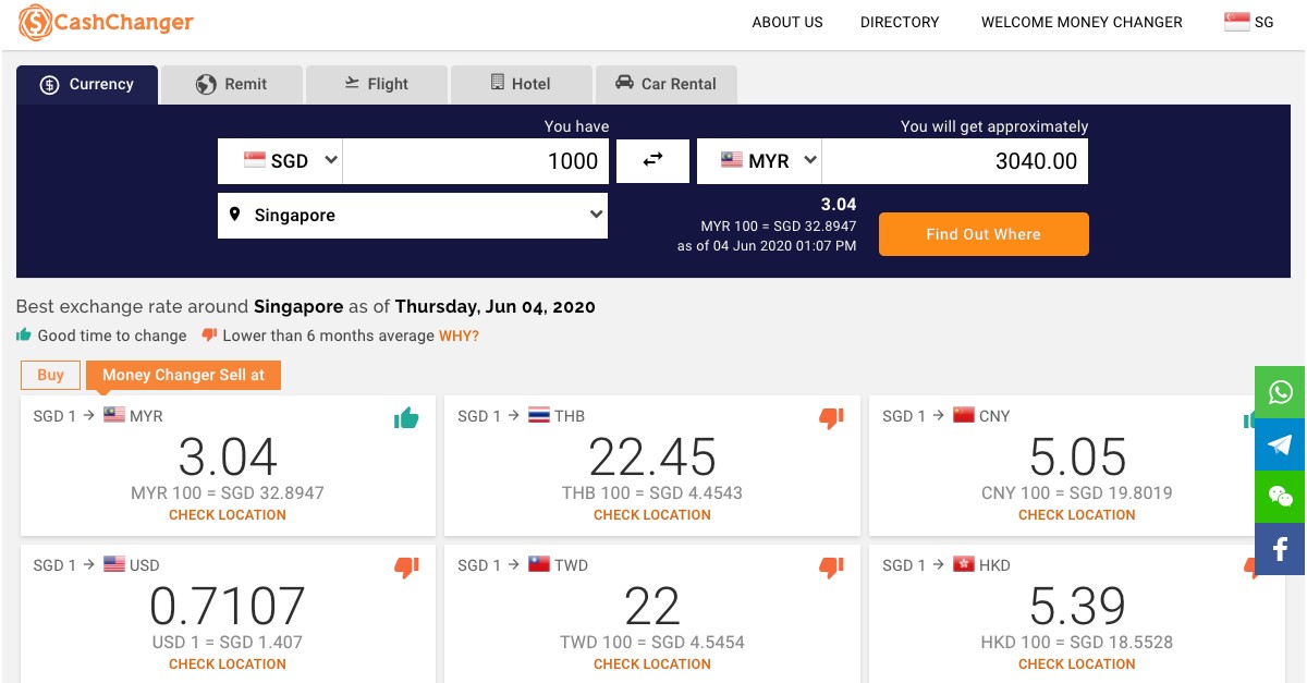 1 SGD to USD - Singapore Dollars to US Dollars Exchange Rate