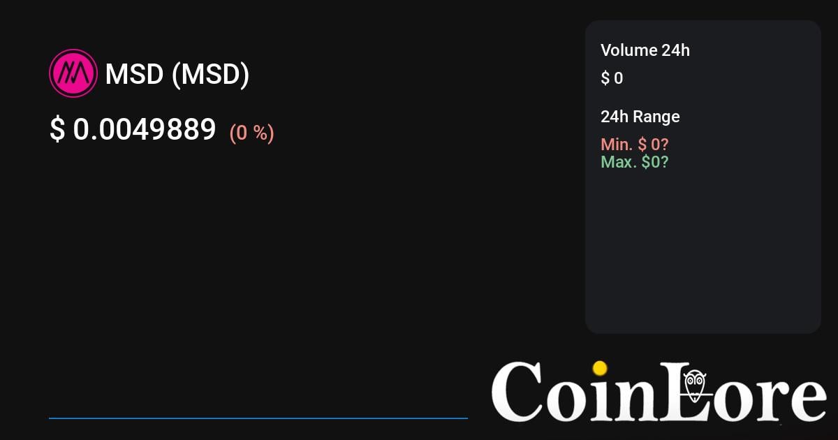 MoneydefiSwap price - MSD to USD price chart & market cap | CoinBrain