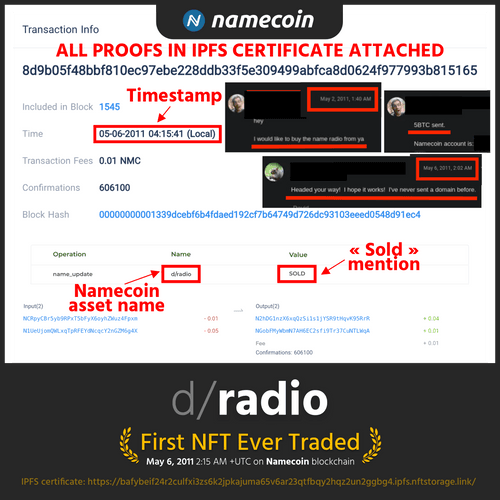 Namecoin NFTs Provenance Debate — Chainleft