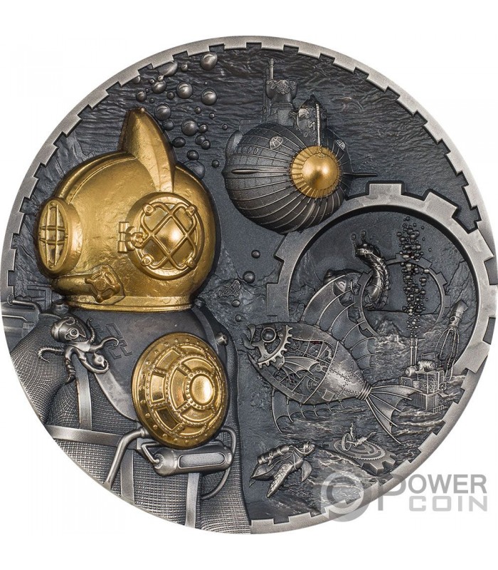 NAUTILUS Steampunk 3 Oz Silver Coin 20$ Cook Islands 