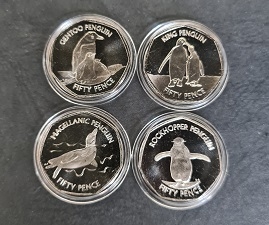 Circulated 4 Coin Falkland Islands Penguin 50p Set - UkCoinHunt