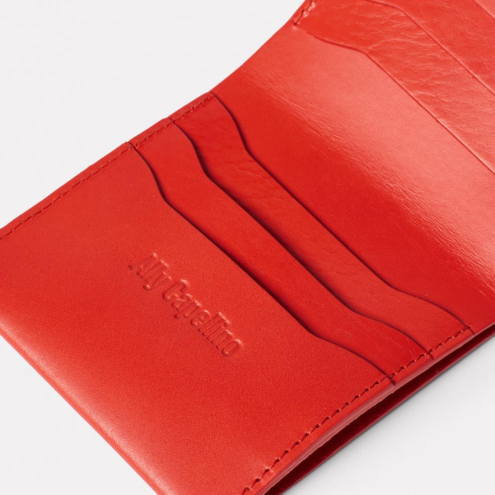 Red Leather Bifold small and compact wallet | Valextra