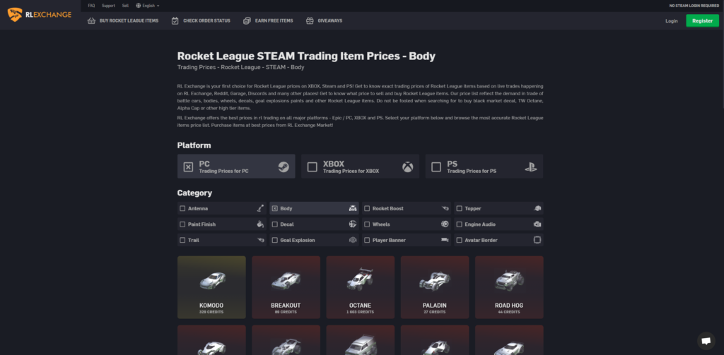 Rocket League Prices List For Ps4, Xbox One, Pc, Switch - Rl Items Trading On bymobile.ru