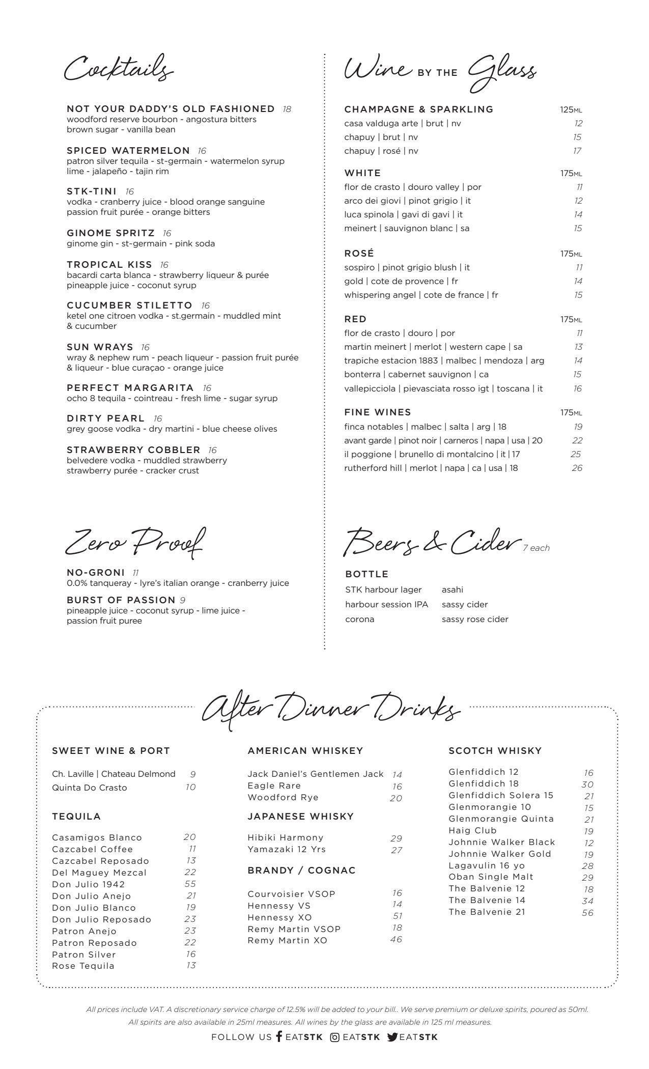 Menus | London Stock Restaurant