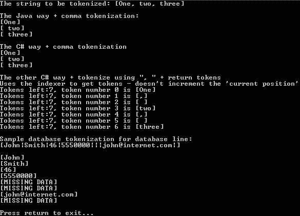 String Tokenizing