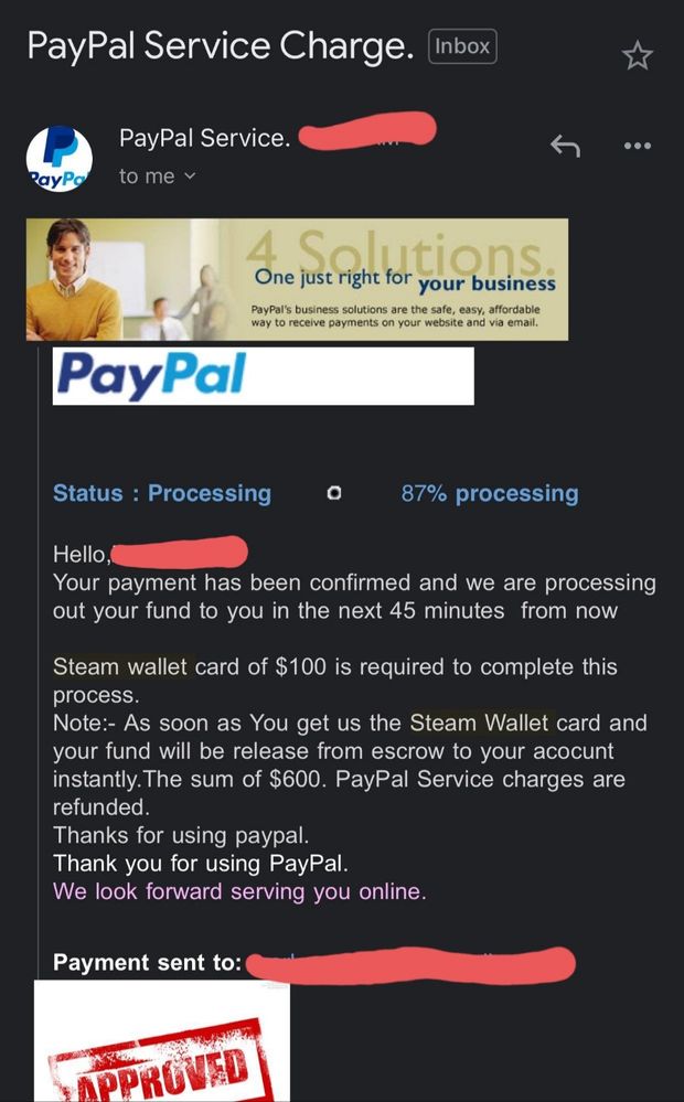 Steam wallet transfer - PayPal Community