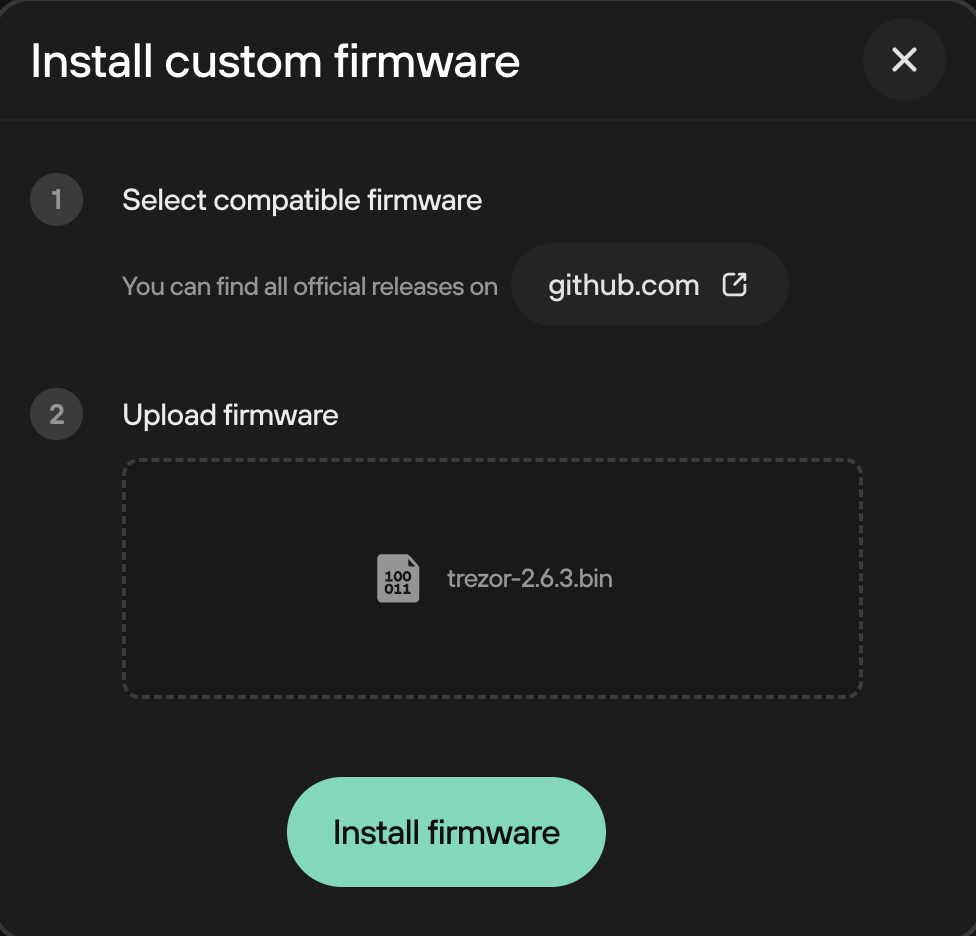 How do I perform a firmware update on my Trezor device?