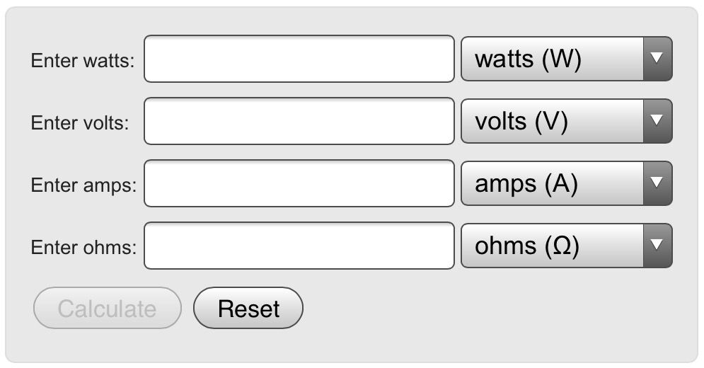 Watt-Volt-Amp Calculator